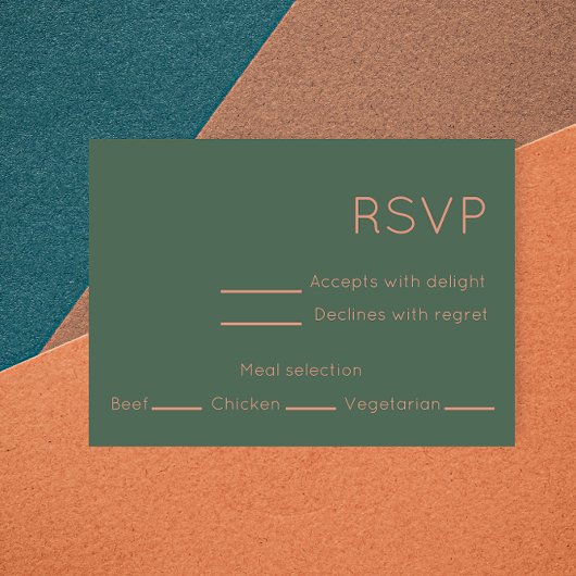 Olijfgroen en roze moderne middeleeuwen RSVP kaartje