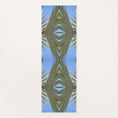 Olijfgroen en Sky Blue Palm Fronds Boho Chic Yogamat (Voorkant)