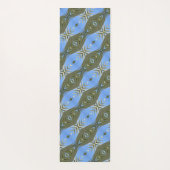 Olijfgroen en Sky Blue Palm Fronds Boho Chic Yogamat (Achterkant)