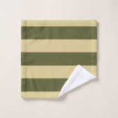 Olijfgroen en Tan Stripes Bad Handdoek (Wasdoekje)