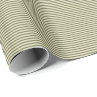 Olijfgroen en Tan Thin Stripes Cadeaupapier