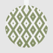 Olijfgroen en wit diamantpatroon ornament (achterkant)