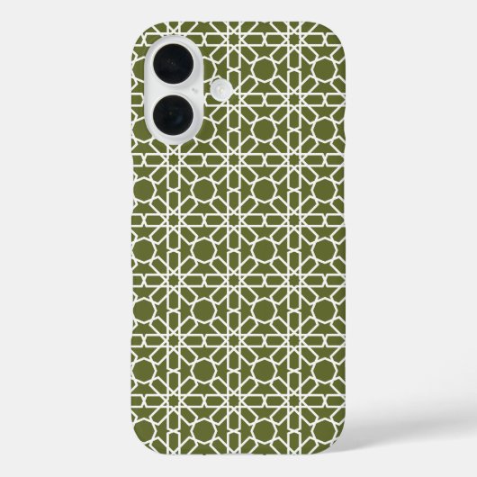 Olijfgroen en Wit Marokkaans Zellige Patroon Case-Mate iPhone Case (Achterkant)