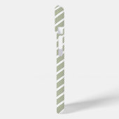Olijfgroen en wit vijf strepenpatroon Case-Mate iPhone case (Achterkant / Links)