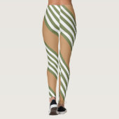 Olijfgroen en wit, vijf strippen, geelbruin leggings (Achterkant)