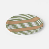 Olijfgroen en wit, vijf strippen, geelbruin papieren bordje (Gekanteld)