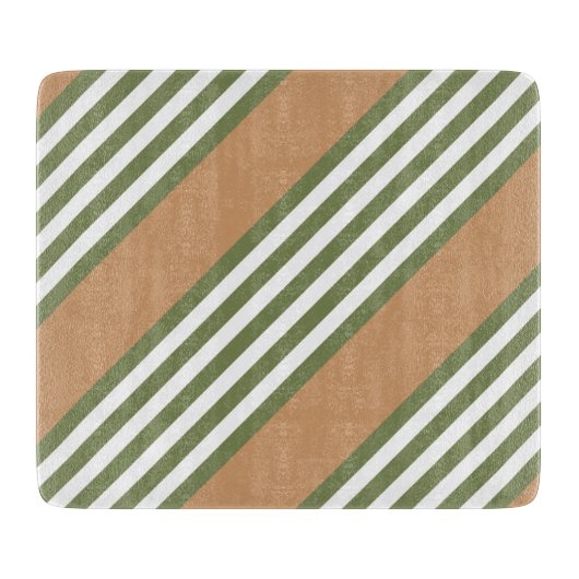 Olijfgroen en wit, vijf strippen, geelbruin snijplank (Voorkant)