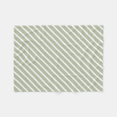 Olijfgroen en wit vijfstrips fleece deken (Voorkant (Horizontaal))