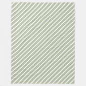 Olijfgroen en wit vijfstrips fleece deken (Voorkant)