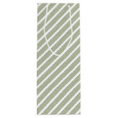 Olijfgroen en wit vijfstrips wijn cadeautas (Achterkant)