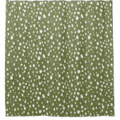 Olijfgroen en witte Abstracte Stippen Douchegordijn (Voorkant)