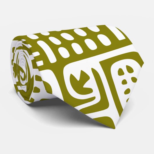 Olijfgroen en witte doodles van 7 stropdas (Opgerold)