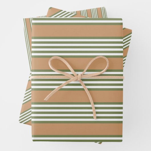 Olijfgroen en witte strepen met tint inpakpapier vel (In situ)