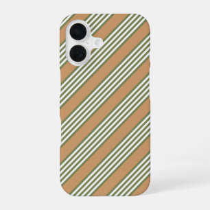 Olijfgroen en witte strepen met tint iPhone 16 hoesje