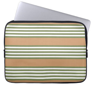 Olijfgroen en witte strepen met tint laptop sleeve