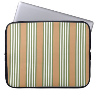 Olijfgroen en witte strepen met tint laptop sleeve