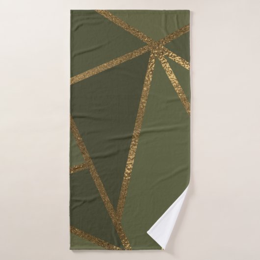 Olijfgroen Gouden Bronzen Geometrisch Glam Chic Bad Handdoek (Badhanddoek)