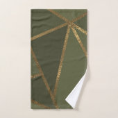 Olijfgroen Gouden Bronzen Geometrisch Glam Chic Bad Handdoek (Handdoek)