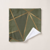 Olijfgroen Gouden Bronzen Geometrisch Glam Chic Bad Handdoek (Wasdoekje)