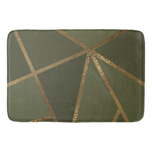 Olijfgroen Gouden Bronzen Geometrisch Glam Chic Badmat