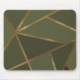 Olijfgroen Gouden Bronzen Geometrisch Glam Chic Ka Muismat