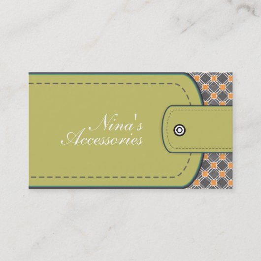 Olijfgroen leder ziet er uit en patrooneert modern visitekaartje (Voorkant)