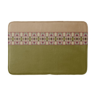 Olijfgroen met decoratief patroon badmat