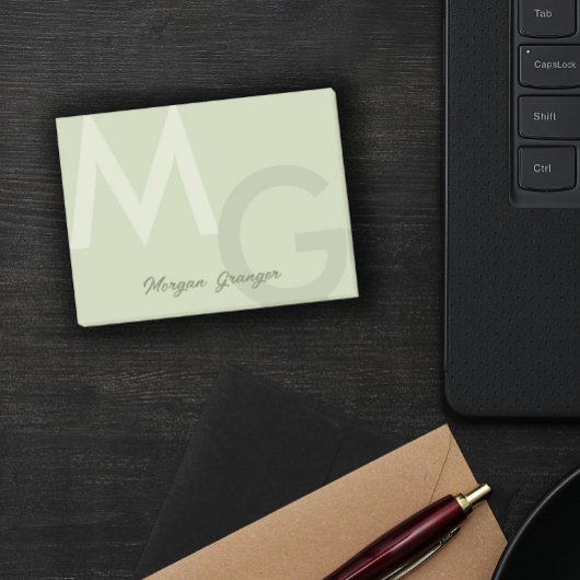 Olijfgroen minimaal schoon modern groot monogram post-it® notes