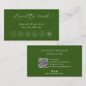 Olijfgroen Minimale hart QR Code Elegant Modern Klantenkaartje (Voorkant / Achterkant)