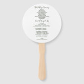 Olijfgroen Minimalistisch Huwelijksprogramma Handwaaier (Achterkant)