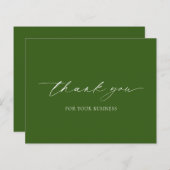 Olijfgroen Modern Budget Business Dank u kaart (Voorkant / Achterkant)