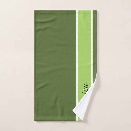 Olijfgroen Modern en Elegant Monogram Handtekening Bad Handdoek (Handdoek)