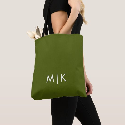 Olijfgroen | Modern Monogram Draagtas (Dichtbij)