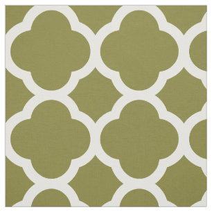 Olijfgroen Modern Quatrefoil Grootschalig Stof
