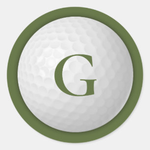 Olijfgroen Monogram Golf Ball Ronde Sticker