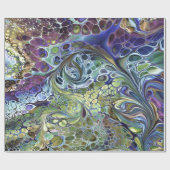 Olijfgroen, paars blauw, abstract cadeaupapier (Vlak)