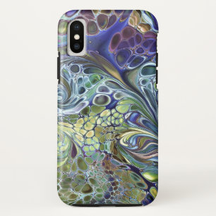 Olijfgroen, paars blauw, abstract iPhone x hoesje