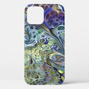 Olijfgroen, paars blauw, abstract iPhone 12 hoesje