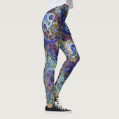 Olijfgroen, paars blauw, abstract leggings (Rechts)