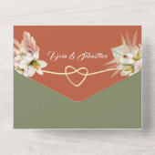 Olijfgroen & Terracotta Pampas Grass Wedding All In One Uitnodiging (Achterkant)