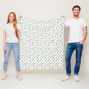 Olijfgroen Waterverf Botanische Chic Patroon Fleece Deken
