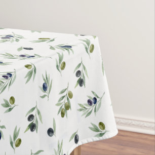 Olijfgroen Waterverf Botanische Chic Patroon Tafelkleed