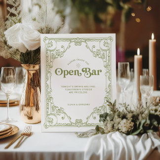  Olijfgroen Wedding Open Bar Reclamebord Met Voetstuk