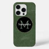 Olijfgroen zwart wit goud monogram Case-Mate iPhone case (Achterkant)