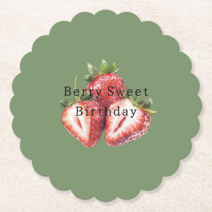 Olijfgroene Aardbeien Bes Zoete Verjaardag Kartonnen Onderzetters