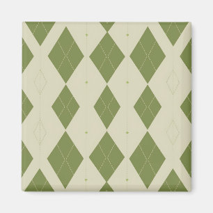 Olijfgroene Argyle Diamant Patroon Magneet