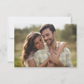 Olijfgroene Boho foto platte Save The Date kaart (Achterkant)