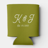 Olijfgroene bruiloft gunst monogrammed Koelbox Blikjeskoeler (Achterkant)