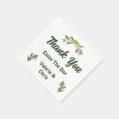 Olijfgroene bruiloft papier servet (Hoek)