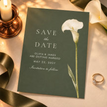 Olijfgroene Calla Lelie Trouw 'Save the Date'